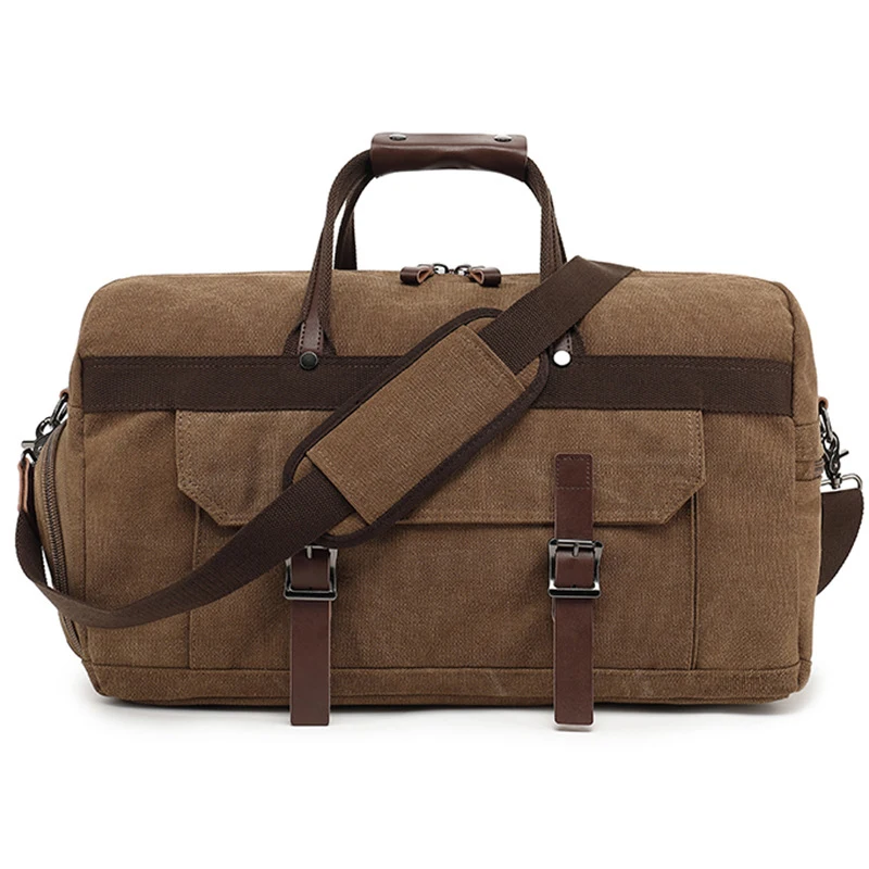 wholesale 2023 new arrivals eco-friendly Retro black canvas men duffle canvas bag weekender for men travel