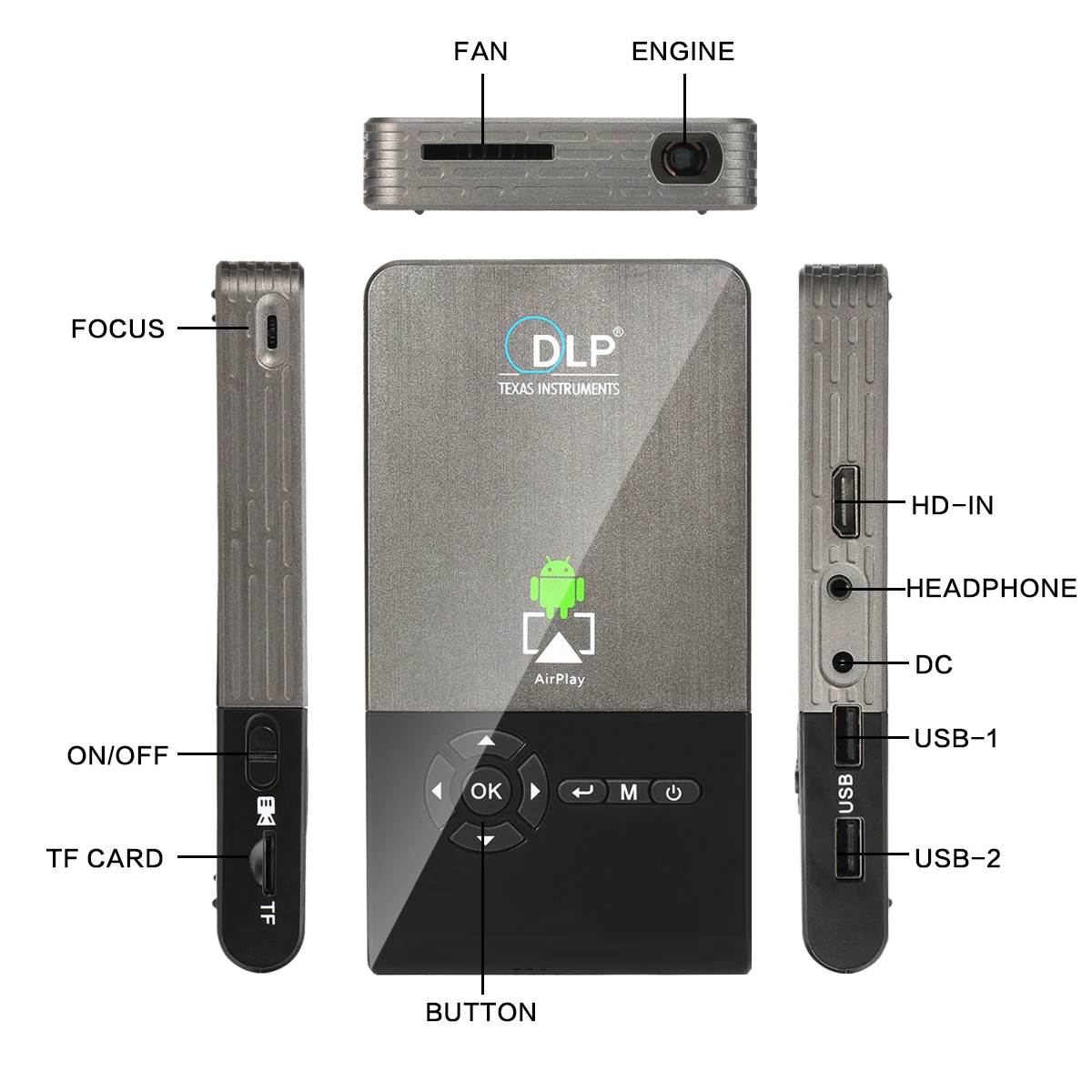 Портативный проектор 0 3 м до Rockchip RK3318 RK3328 Android 9 Miracast 4k кинопроектор