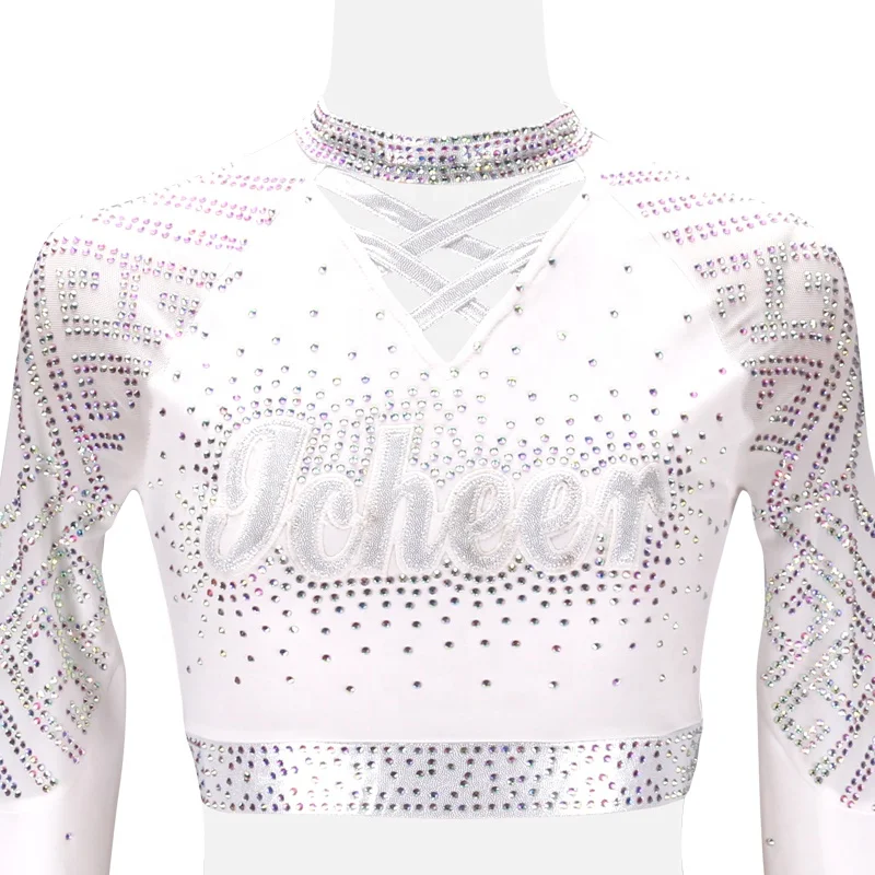 OEM Factory Direct Supply White Cheerleading Uniform Custom Cheer Practice Wear Dance Uniforms For Adults