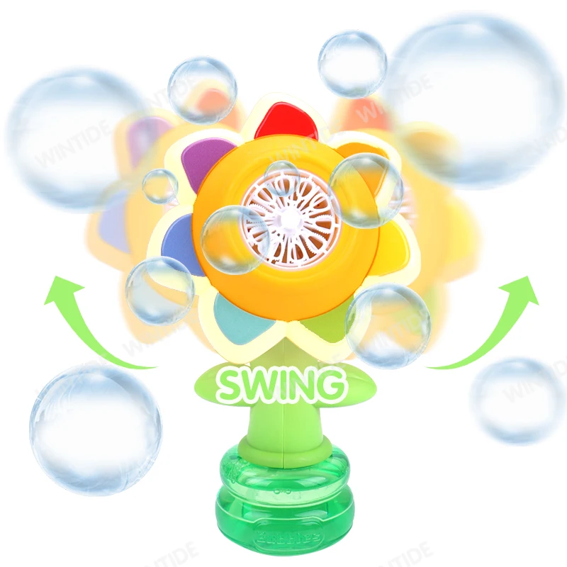 WANNA BUBBLES Wholesale Seven-Color Flower Summer Toys Automatic PS Plastic Bubble Machine Soap Outdoor Party Toys for Kids