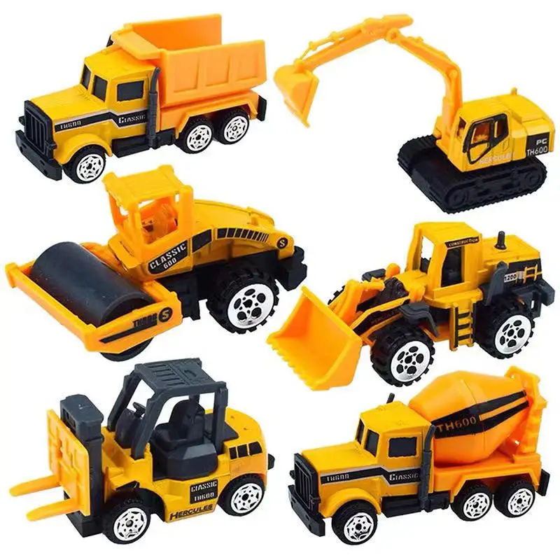 Construction Vehicles and Trucks, Friction Powered Kids Dumper Truck/Bulldozers/Forklift/Asphalt Car/Excavator Toy,Set of 6