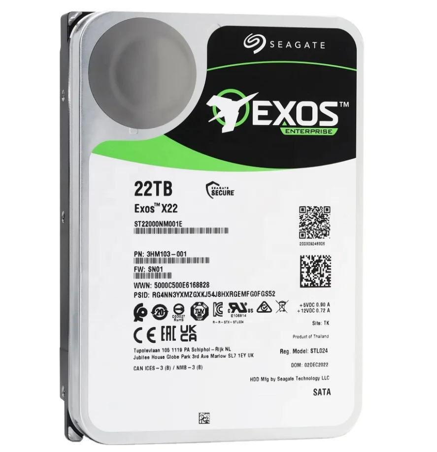 Seagate Exos 22TB HDD 256MB 6Gbps SATA ST22000NM001E Enterprise Internal Hard Drives Disk