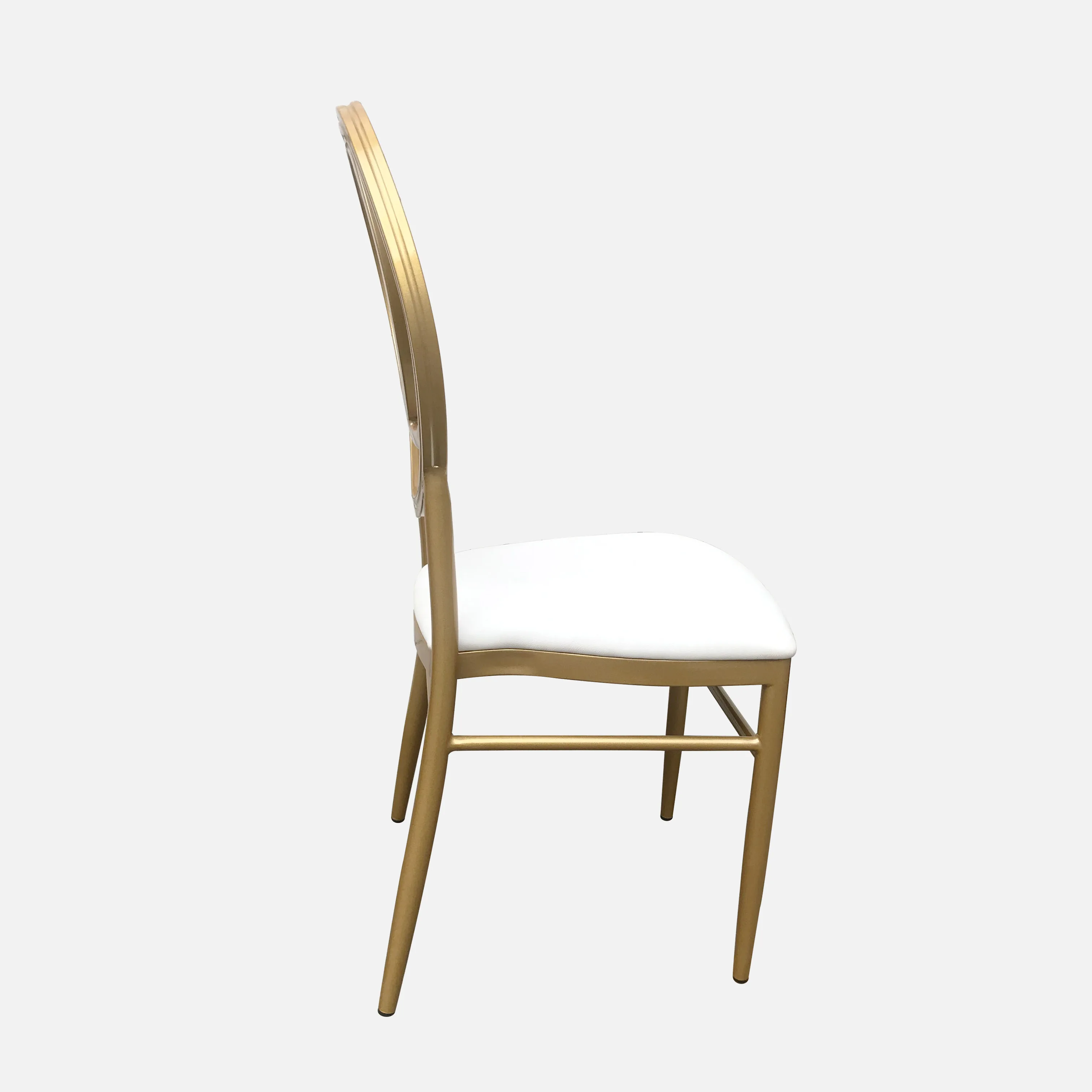Stackable Phoenix chair for modern wedding events in aluminum alloy with cushion