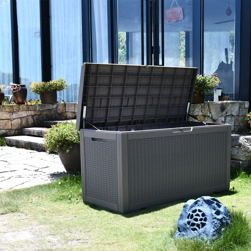 Pool Deck Box Garden Outdoor Plastic Rattan Storage Box Waterproof