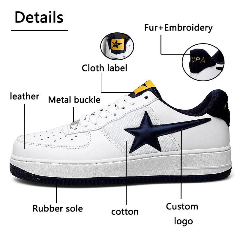 OEM ODM Manufacturers Original Customized Logo Genuine Leather  Low Sneakers Design Skateboard Casual Men Custom Shoes