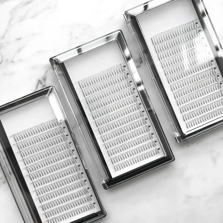 
Hot sale colored mink premade fans eyelashes short stem 0.1 thickness eyelash extensions 