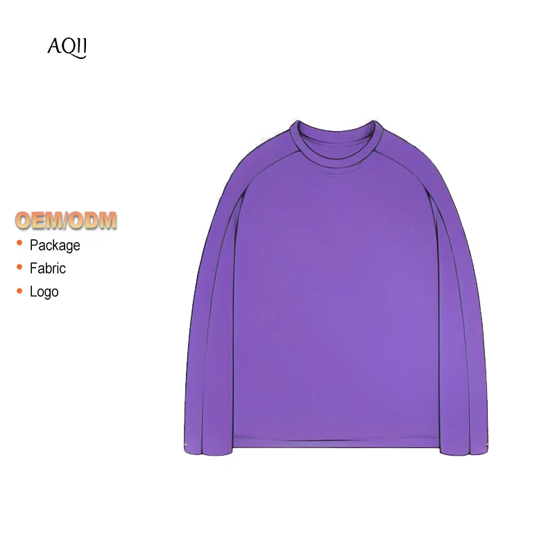 Aiqi Custom Real Tree Screen Print Sleeve T-Shirt Oversize Cotton Ripped Double Layer Long Waffle Sleeve T Shirt For Men