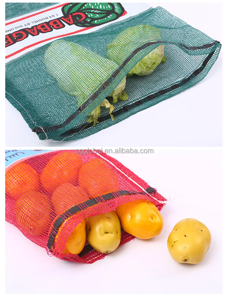 CE Packaging onion potato fruit competitive price 25kg 30kg plastic drawstring small PP woven tubular leno mesh net bags