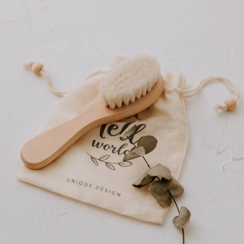 Wholesale factory price wooden baby brush three piece set custom name hair comb massage comb