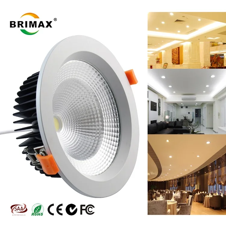 Brimax SAA CE RoHS C-Tick FCC certificates cob light fixture 150mm hole size 25w 2750lm dimmable 90 cri recessed downlight led