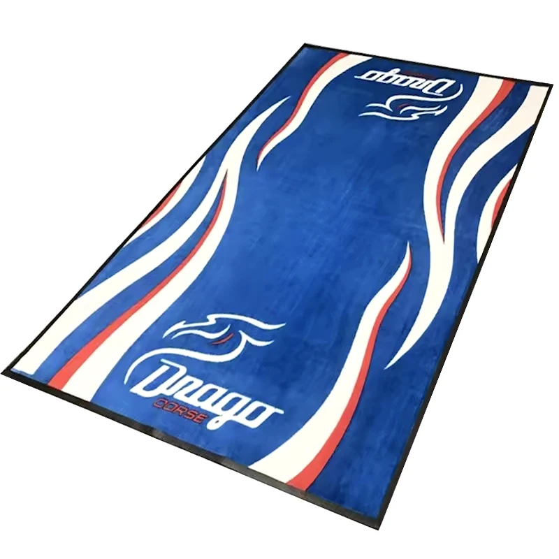 Custom Printed Easy-to-clean Anti-slip Oil-absorbent Motorcycle Foot Mat for Racing