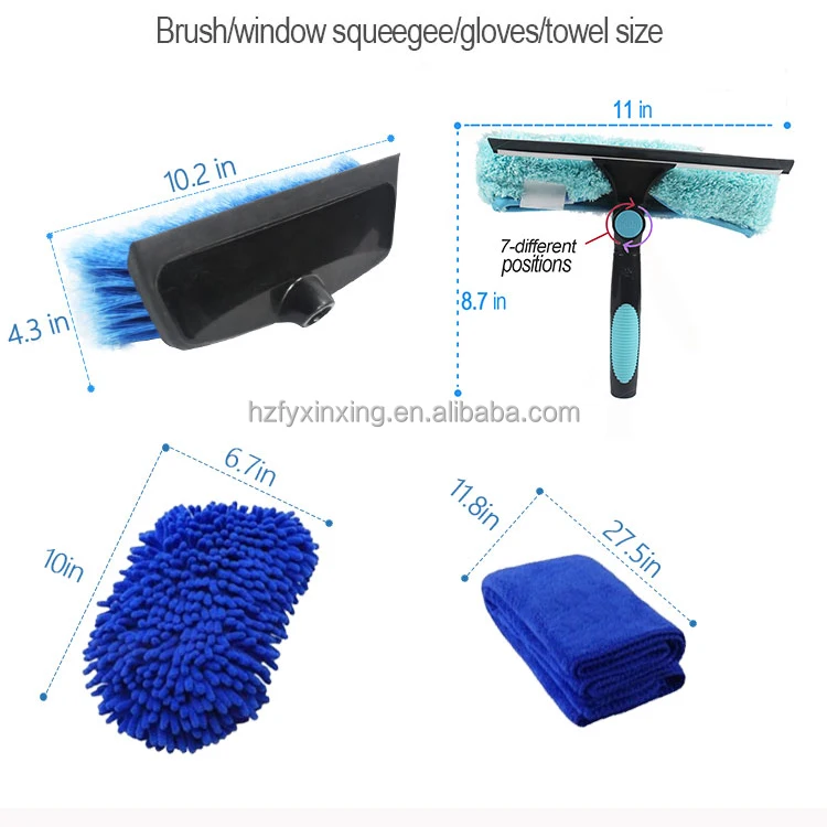 POLEPRO Telescopic Pole with Brush for Window Cleaning Kit Extension Handle Window Squeegee  Floor Washing