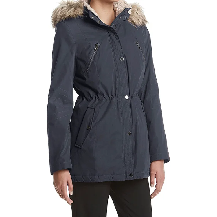 Winter Warm Coat Woman Down Parka Windbreaker Anorak Windbreak Jacket With Faux Fur Hooded Trim