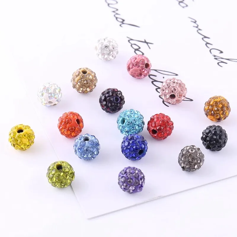 10mm Round Chunky Resin Rhinestone Beads Polymer clay balls inlaid with crystals Shambhala beads For Pen Jewelry Making Bracelet