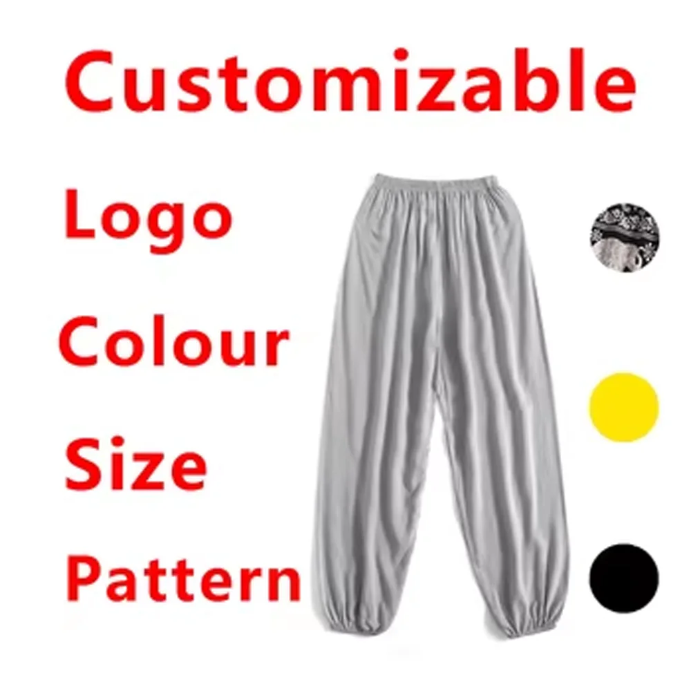 Customizable Summer Mosquito Pants for Girls Fine Flower Print in Black White Tropical Holiday Style Bell Bottom Pattern Camping