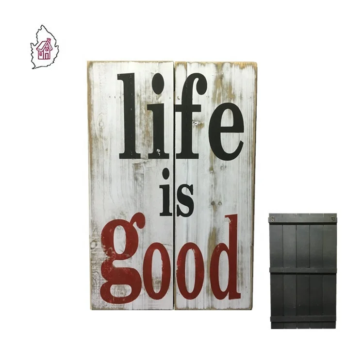 
Wooden Wall Retro Antique Pallet Slat Inspirational Plaque with quotes 