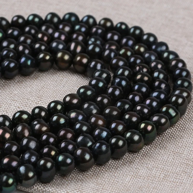
Wholesale 8-9mm Natural Freshwater Black Potato Near Round Pearls Strings Strands Jewelry 