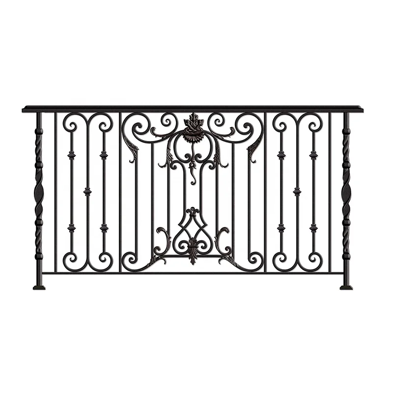 Top-selling Galvanized Rod Iron Outdoor Balcony Railings Wall House Hot Galvanized Traditional Ship or Air LB-B-F-00028 LONGBANG