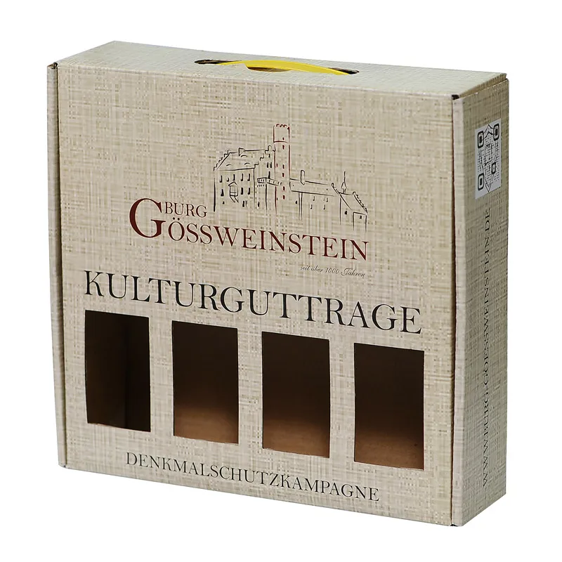 Four Folding 4 Pack Bottles Wine Beer Paper Carriers with Glossy Vanished