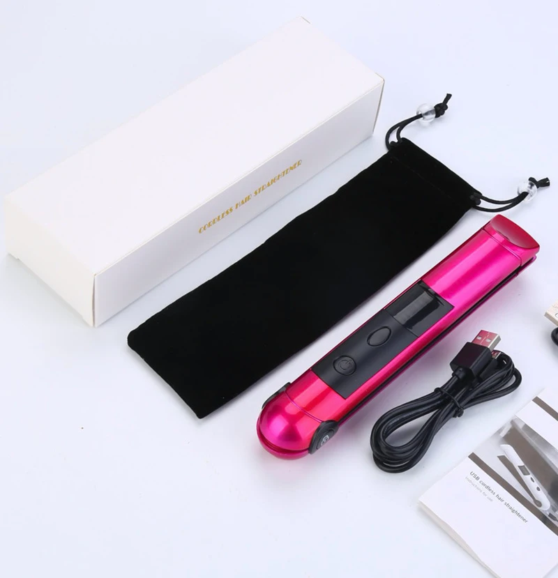 Pritech Women USB Rechargeable Cordless Hair Straightener Temperature Display Manufactory Portable Mini Wireless Flat Iron 30pcs