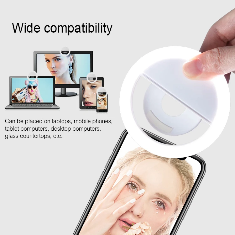 Wholesale Smart Phone Makeup Battery Operated Rechargeable LED Selfie Ring Light Ring Lamp