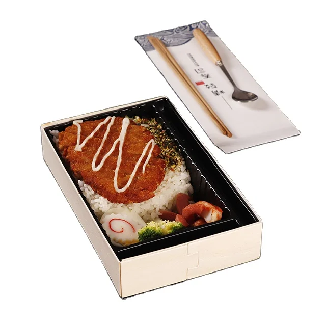 Wooden Sushi Box Japanese,  Style Packaging Box Fruit Salad Disposable Packaging/