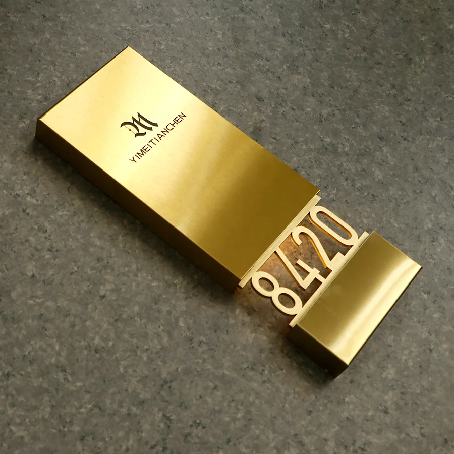 EZD custom Stainless Steel hotel door number Acrylic Hotel Room Number door plate Apartment hotel door number sign led