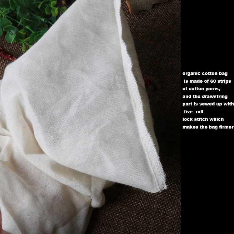 Sopurrrdy China factory supply reusable organic cotton muslin bath tea drawstring bags