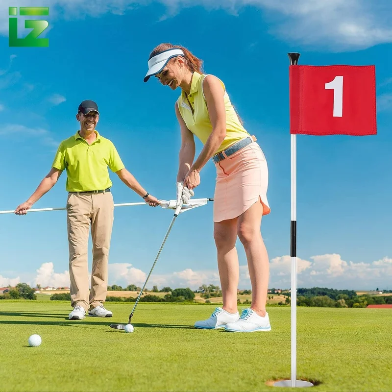 Factory Wholesale High Quality Mini Portable Custom Golf Flag Pole Golf Course Putting Green Flag Golf Hole Cup Set