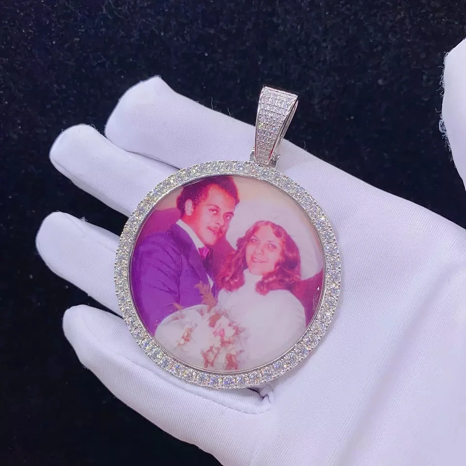 Custom 925 Sterling Silver Iced Out Hiphop Moissanite Diamond Picture Frame Memory fashion jewelry pendants & charms