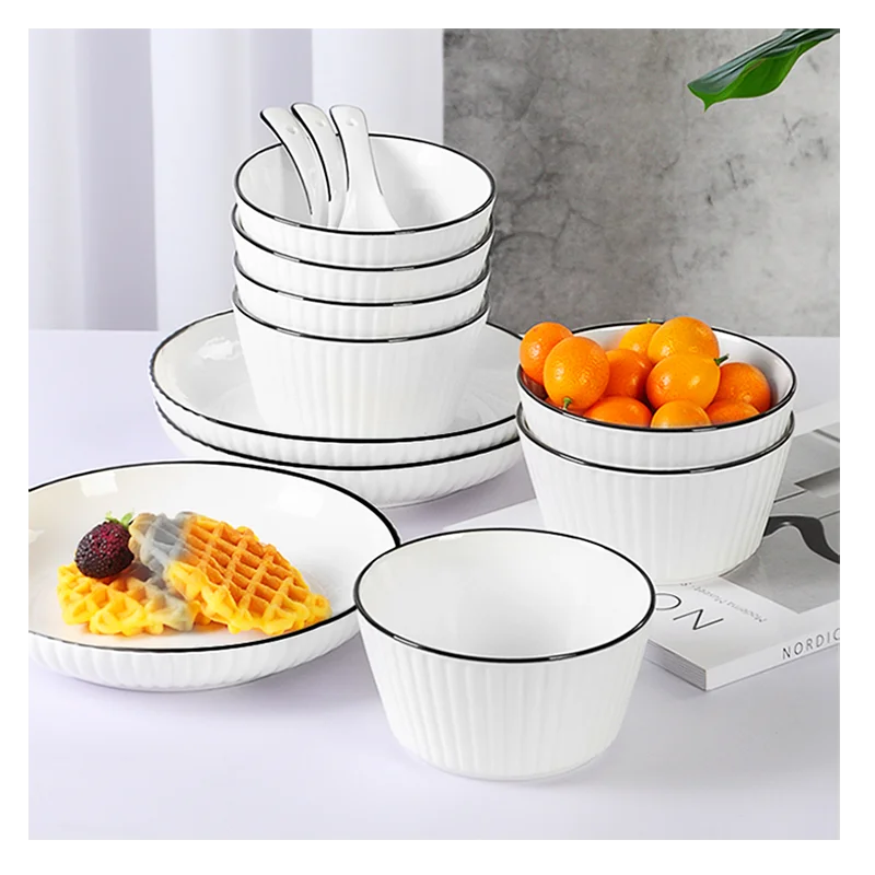 Nordic Ceramic Tableware Western Dinner Plate Strengthened Porcelain Unbreakable Tableware Sets luxury Ceramic Fruit Plate