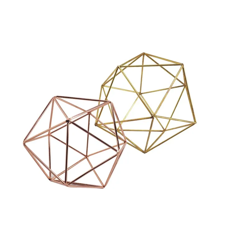 Wholesale gold wedding geometric handmade flower terrarium without glass geometric decor