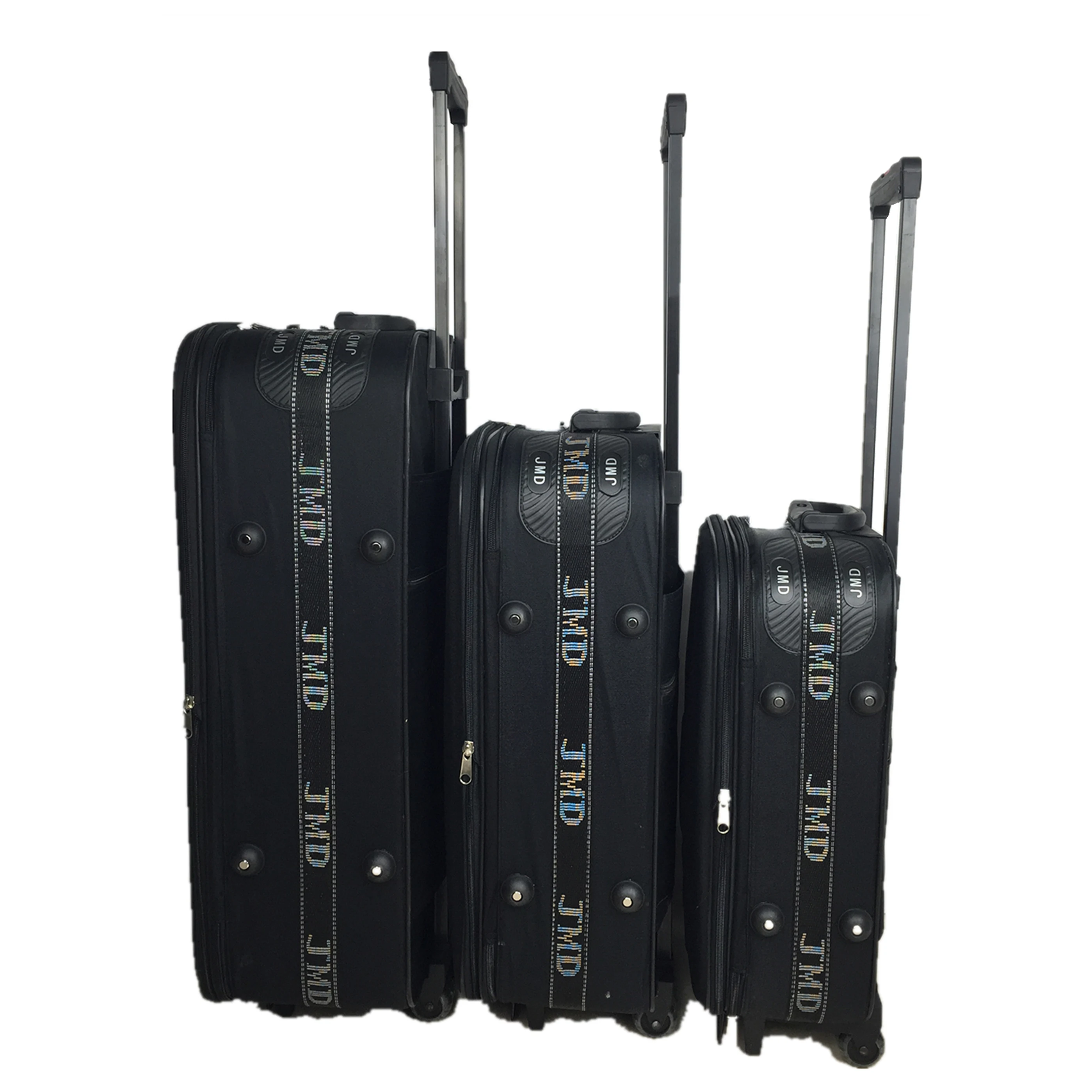 cheap price 600D polyester honey comb frame outer iron trolley external wheels 20 24 28 or 19 23 27inch 3pcs eva luggage set