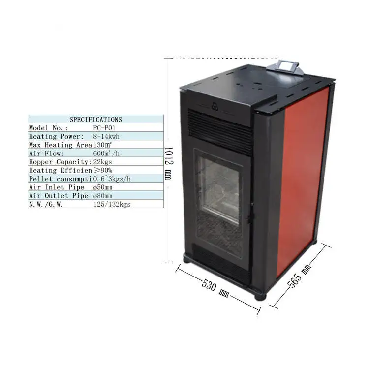 Amazon Popular 14KW Air Modern Smokeless low noise Wood Pellet Heaters Pellet heating Stove