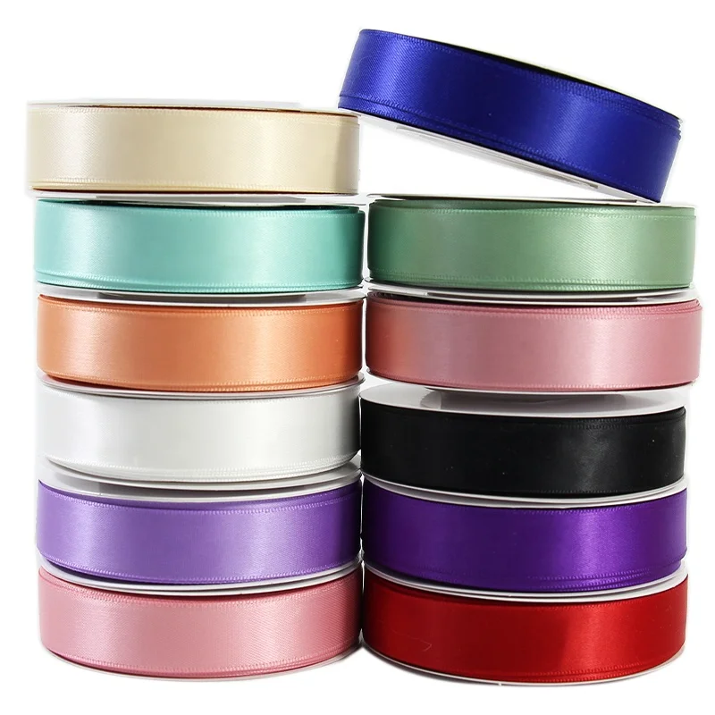 wholesale high quality 196 colors 7/8 inch or 19 sizes single side or double side satin ribbon for gift wrapping