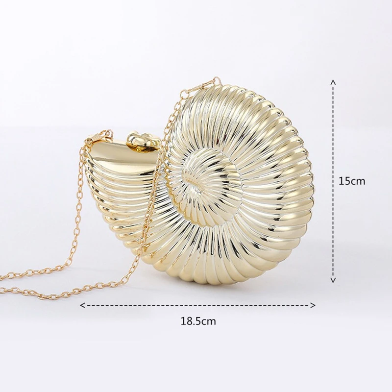 Luxury Golden Silver Conch Acrylic Hard Clutch Hand Bags & Cases Sling Chains Evening Party Bag for Women