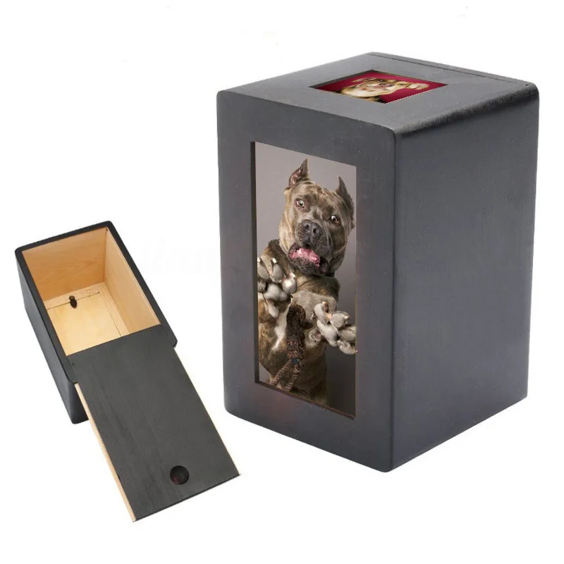 Деревянная урна ручной работы для домашних животных, собака, кошка, фотография, памятная урна для домашних животных, шкатулка для золы