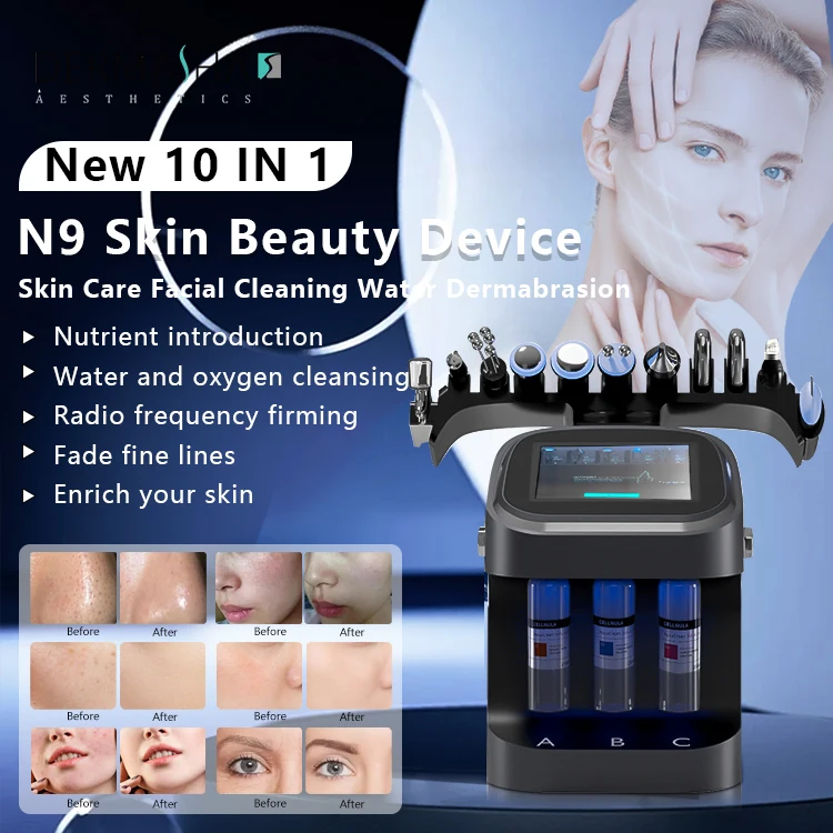 Multifunctional Skin Management Beauty Equipment 10 in 1 Oxygen Jet Dermabrasion Skin Peel Aqua Peeling Facial Beauty Machine