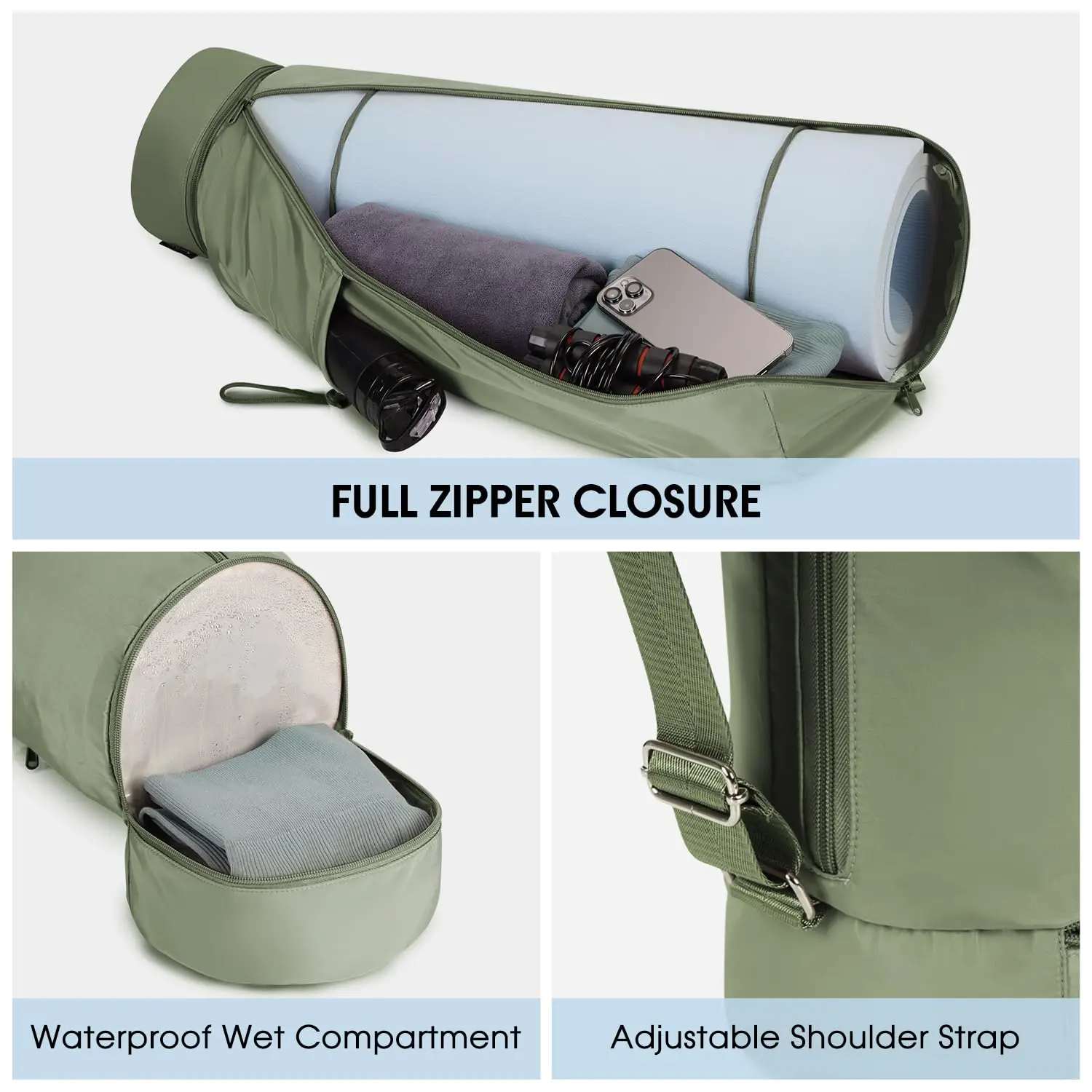 High Quality Custom Brand Large Yoga Mat Carry Bag for Men and Women Sports Polyester Tote with Waterproof Wet Pocket