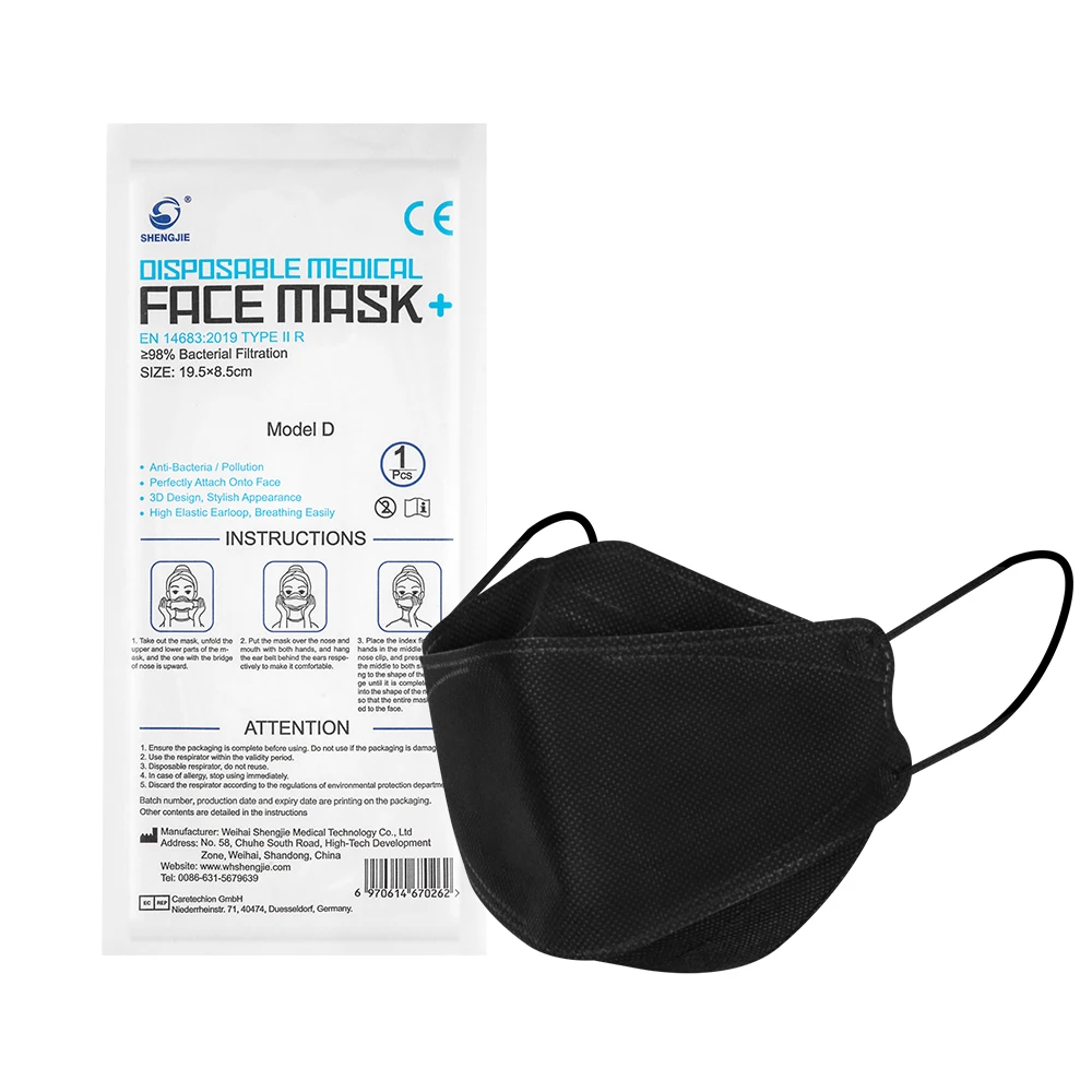 
Model D Black face mask disposable face mask personal protective equipment 