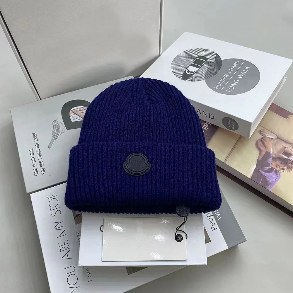 MONCL casual soft hat men women knitted plain original quality windproof Outdoor fashion double-layer wool hat