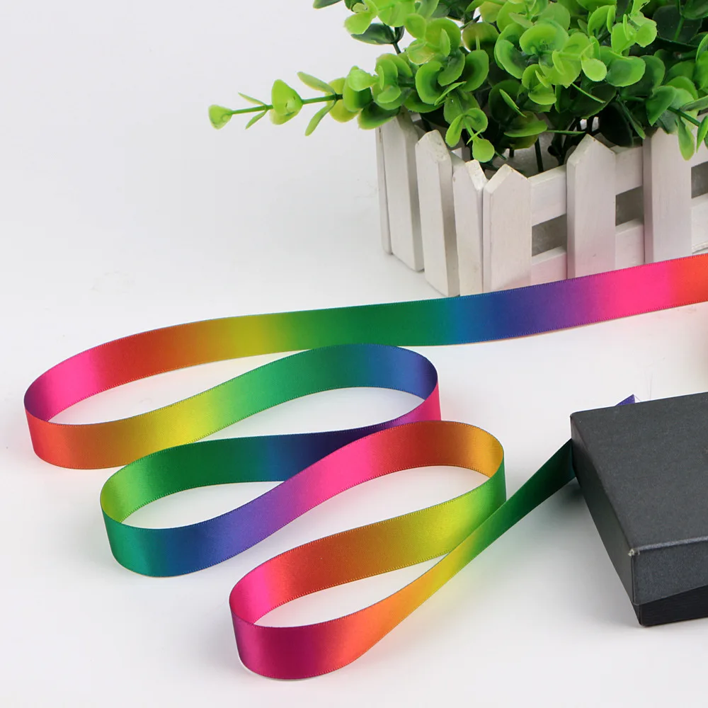 X01 Factory Price Popular Newest Design Satin Custom Printed Rainbow Ribbon