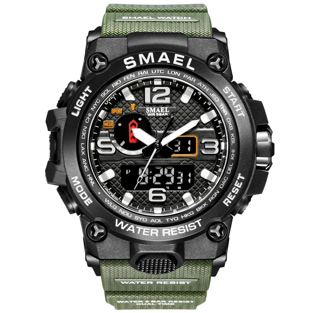 Smael 1545D цифровые водонепроницаемые спортивные часы Oem с логотипом на заказ черные аналоговые светодиодные мужские