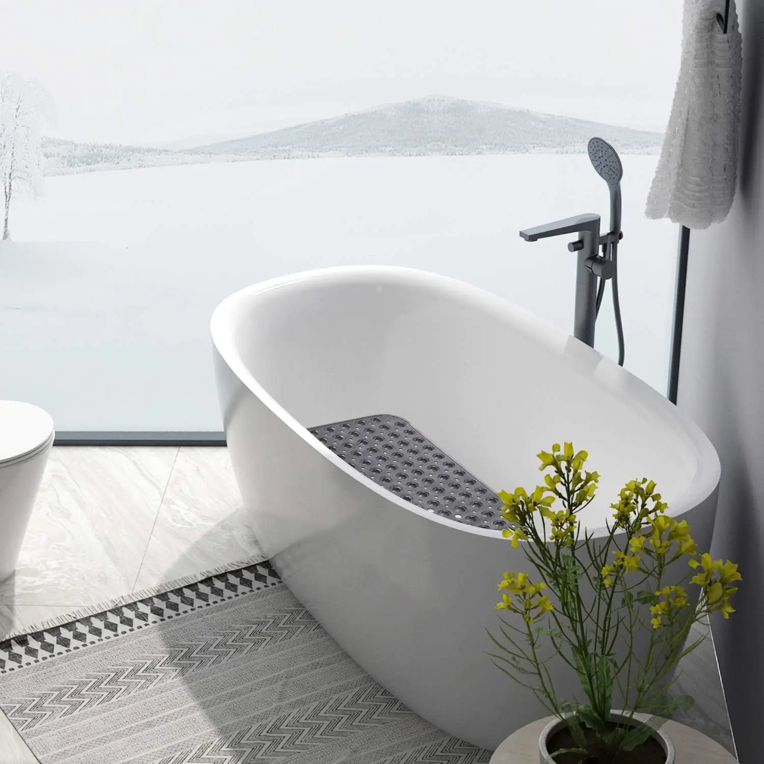 Embossed Memory Foam Bath Mat Non-Slip Soft Comfortable Machine Washable PVC Material for Bathroom Bathtub Shower