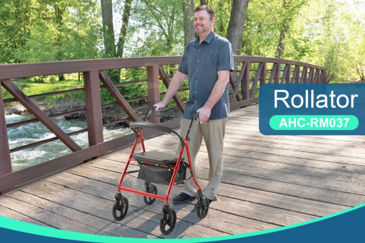 Adult aluminum disabled folding walker rollator
