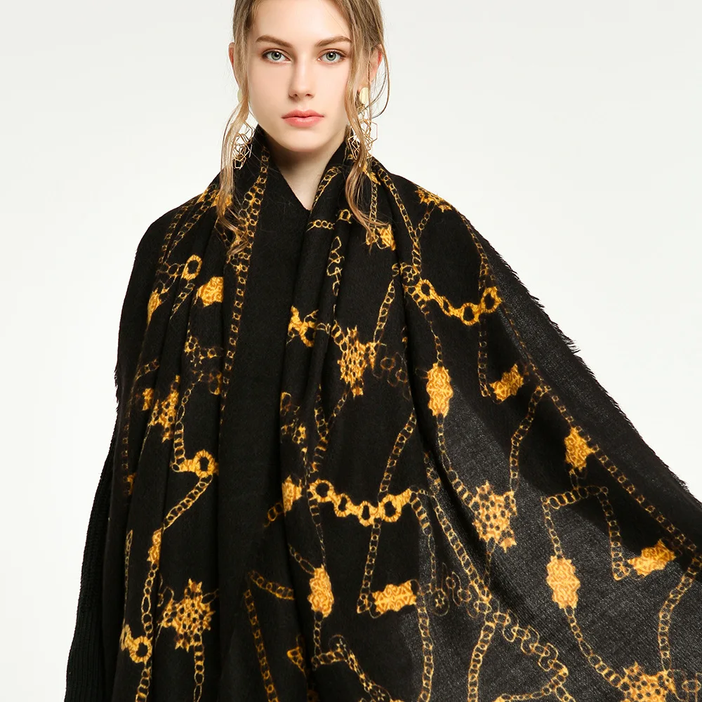 brand new autumn winter chain pattern printed hijab shawls scarves for women