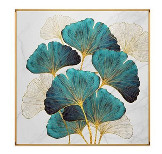 Factory direct sale 5d light luxury ginkgo leaf porch painting wall painting decorative crystal porcelain painting