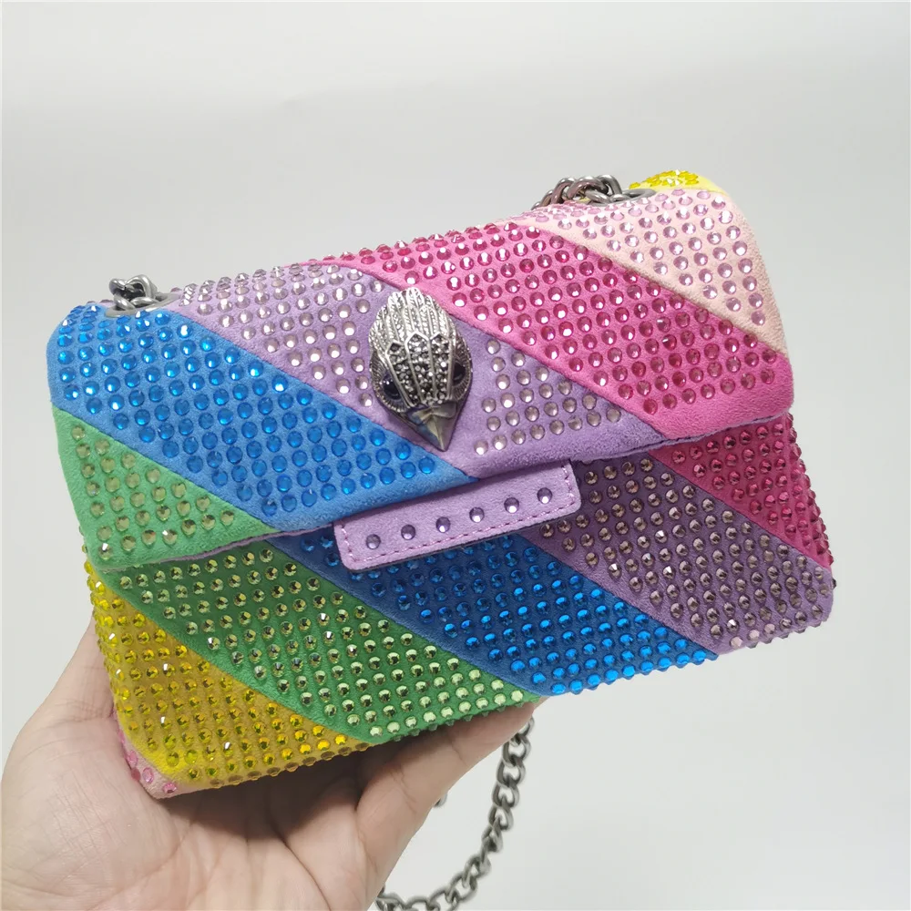 BM9302 MINI CRYSTAL BAG eagle head emblem with rainbow coloured crystals bag Multicolor Crossbody Bag Designer Handbag