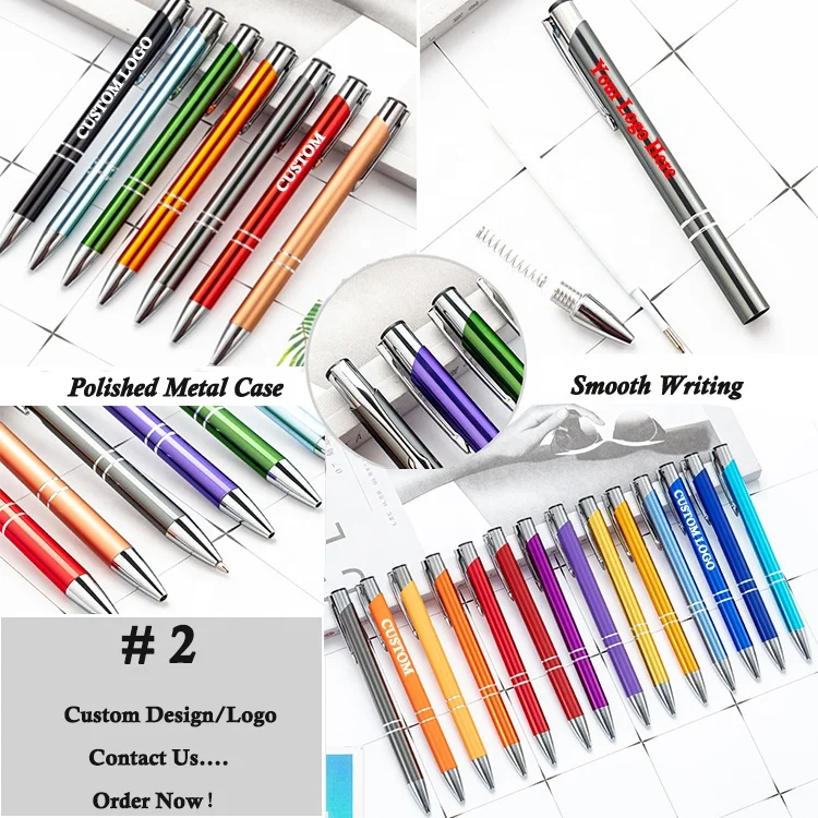 Personalized With Logo Print Ball Point Pen Advertising Cheapest Promotional Pen Gift Custom Plastic Metal Custom Ballpoint Pen