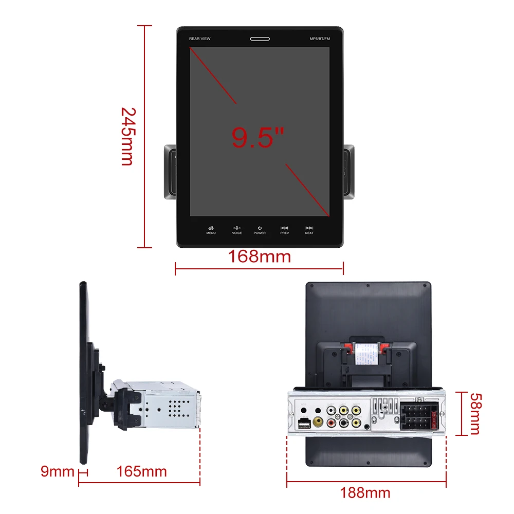 Android Auto Car Stereo Radio 9.5' Vertical Screen Car Radio For Tesla Style D-Play MP5 Car Player BT FM TF USB